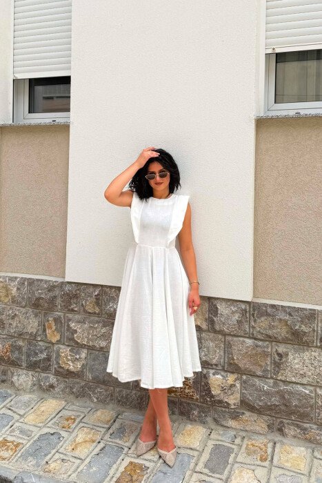 ONE COLOR SIMPLE WOMAN DRESS WHITE-E BARDHE - 5