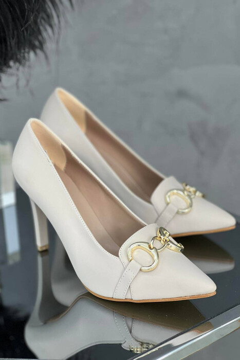 ONE COLOR SIMPLE WOMAN HEELS CREAM/KREM - 1