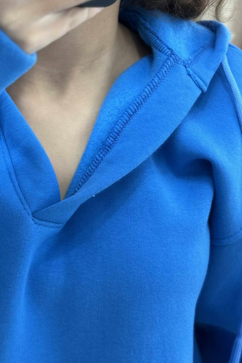 ONE COLOR SIMPLE WOMAN HOODIE BLUE/BLU - 4