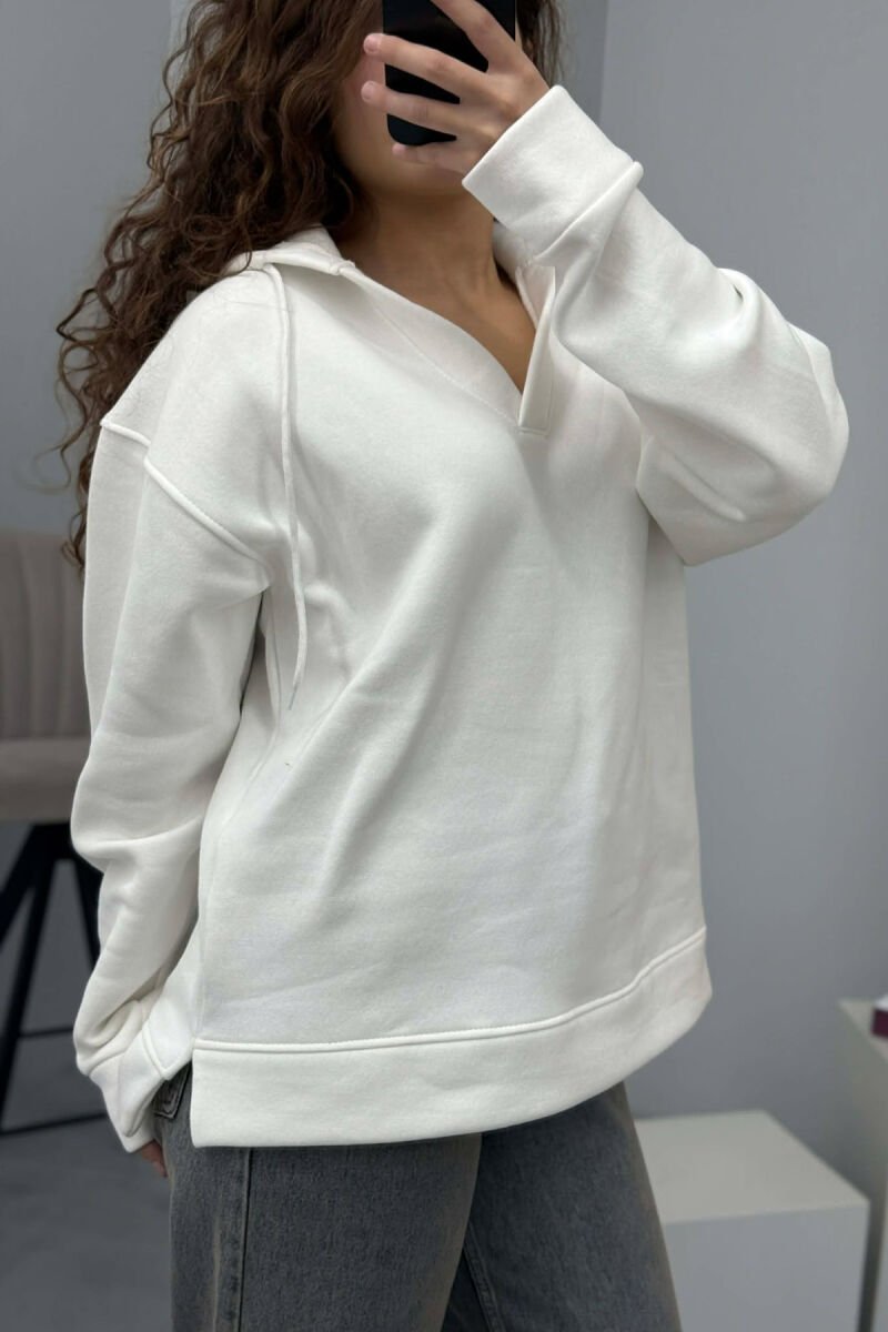 ONE COLOR SIMPLE WOMAN HOODIE WHITE-E BARDHE - 2