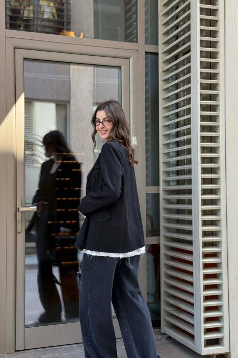 ONE COLOR SIMPLE WOMAN JACKET BLACK/ E ZEZE - 2