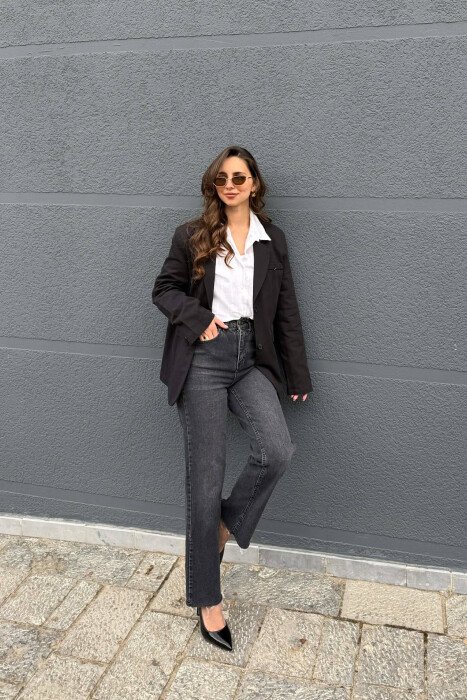 ONE COLOR SIMPLE WOMAN JACKET BLACK/ E ZEZE - 3