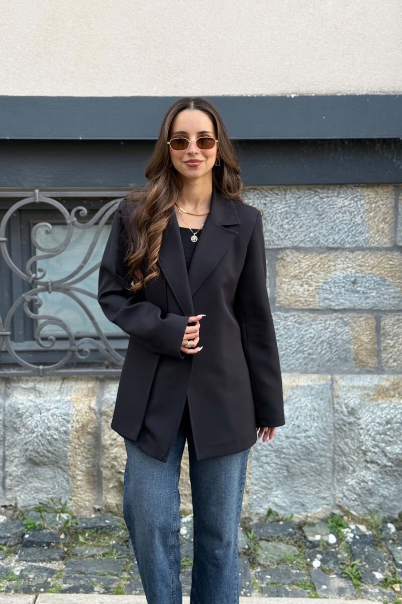 ONE COLOR SIMPLE WOMAN JACKET BLACK/ E ZEZE - 1