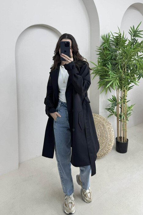 ONE COLOR SIMPLE WOMAN JACKET BLACK/ E ZEZE - 4