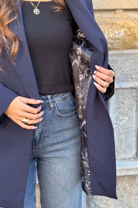 ONE COLOR SIMPLE WOMAN JACKET BLUE/BLU - 5