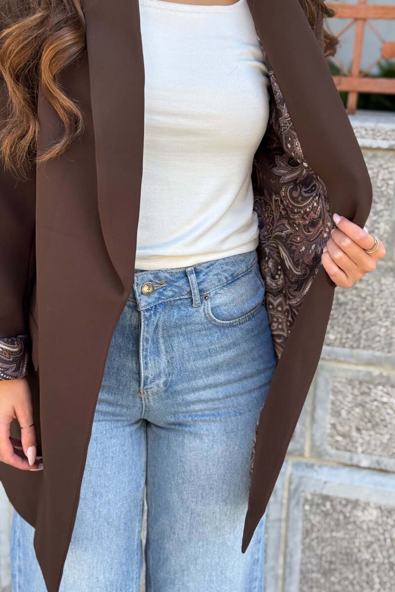 ONE COLOR SIMPLE WOMAN JACKET BROWN/KAFE - 2