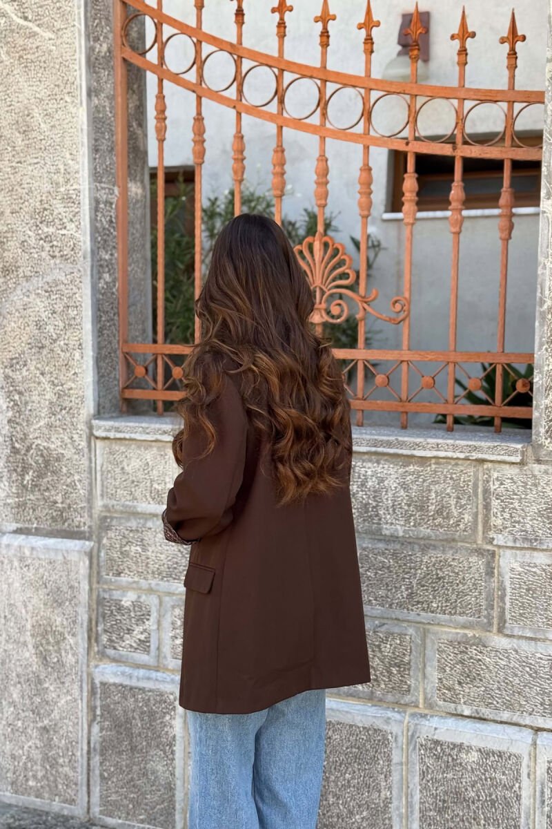ONE COLOR SIMPLE WOMAN JACKET BROWN/KAFE - 4