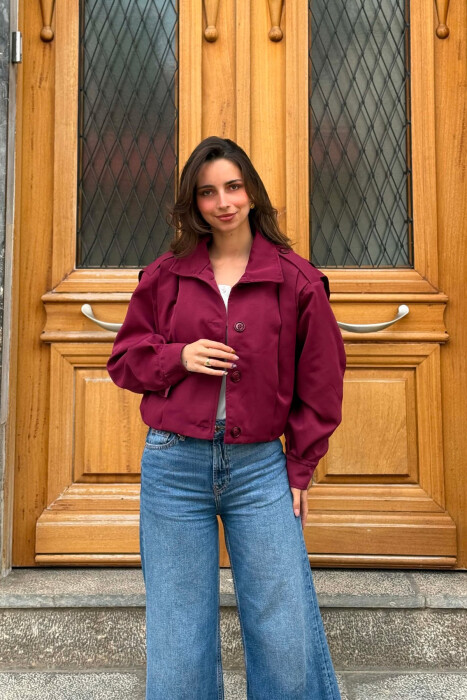 ONE COLOR SIMPLE WOMAN JACKET BURGUNDY/VISHNJE - KLAUDIO FASHION