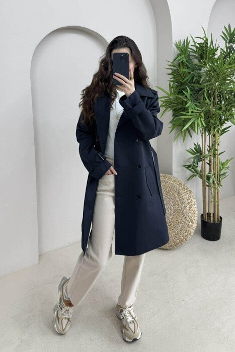 ONE COLOR SIMPLE WOMAN JACKET DARK BLUE/BEE 