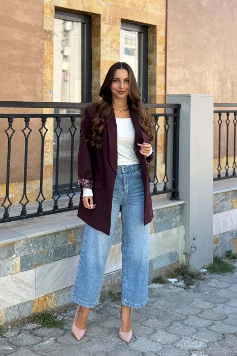 ONE COLOR SIMPLE WOMAN JACKET DARK BURGUNDY/VISHNJE E ERRET - 3