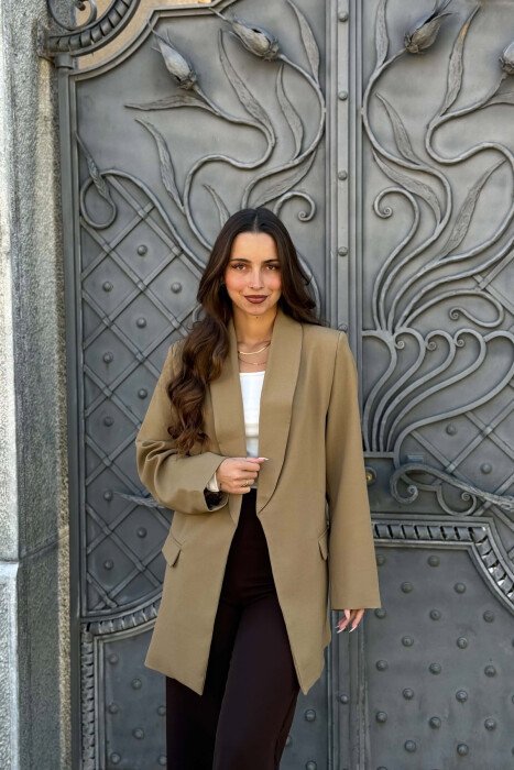 ONE COLOR SIMPLE WOMAN JACKET KHAKI / KAKI 