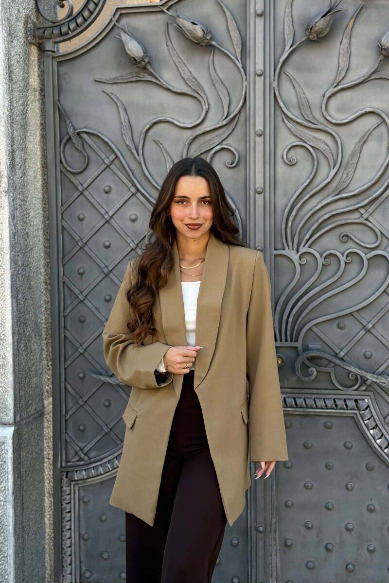 ONE COLOR SIMPLE WOMAN JACKET KHAKI / KAKI - 1