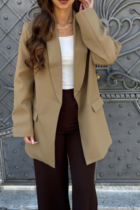 ONE COLOR SIMPLE WOMAN JACKET KHAKI / KAKI - 2