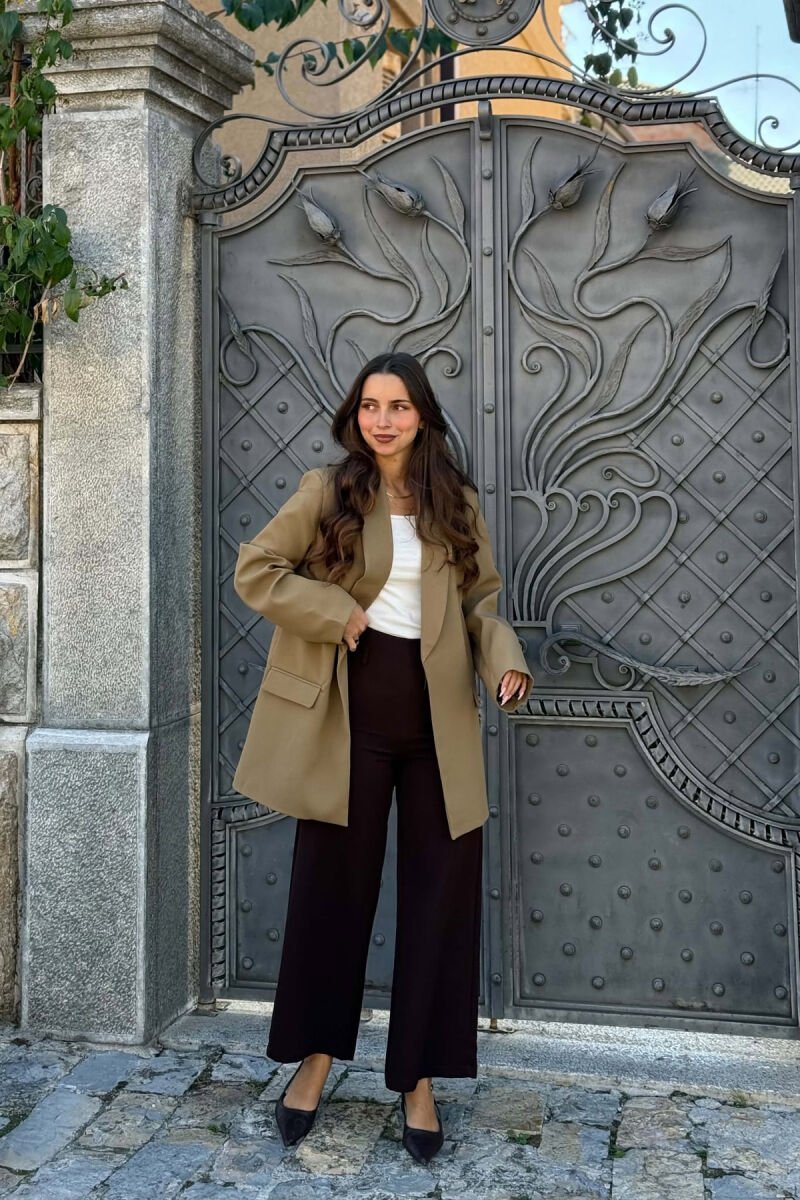 ONE COLOR SIMPLE WOMAN JACKET KHAKI / KAKI - 4