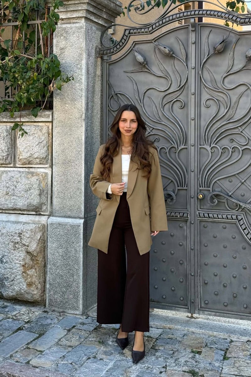 ONE COLOR SIMPLE WOMAN JACKET KHAKI / KAKI - 5