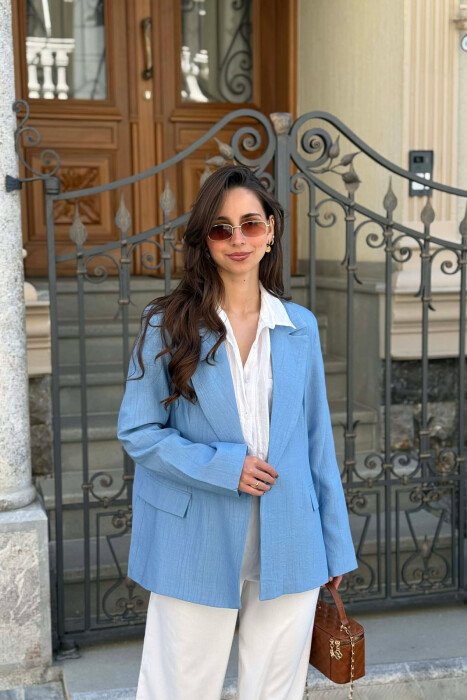 ONE COLOR SIMPLE WOMAN JACKET LIGHTBLUE/BZ - 1