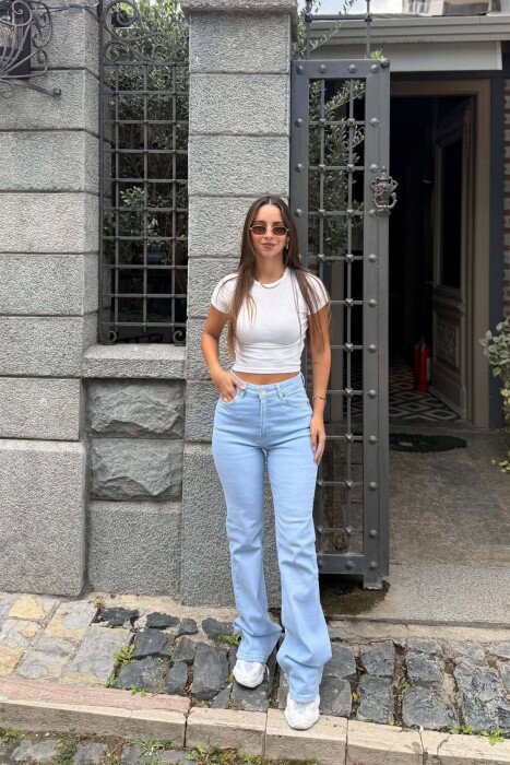 ONE COLOR SIMPLE WOMAN JEANS BABY BLUE/BLU BY - KLAUDIO FASHION
