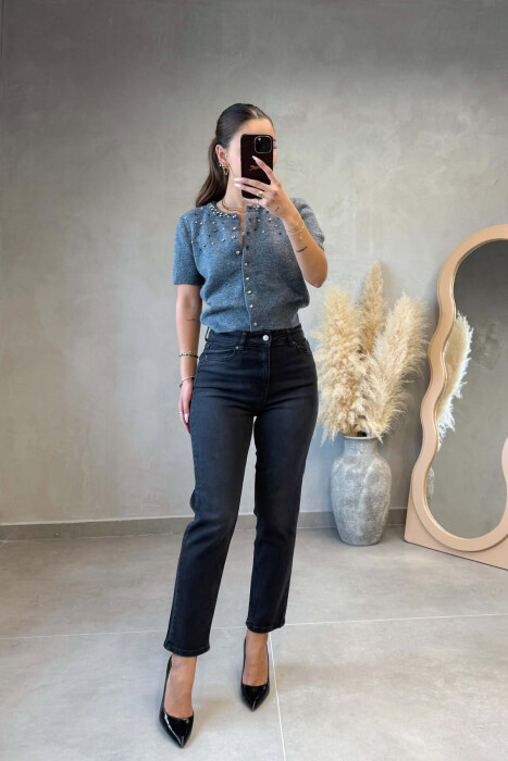 ONE COLOR SIMPLE WOMAN JEANS BLACK/ E ZEZE - KLAUDIO FASHION