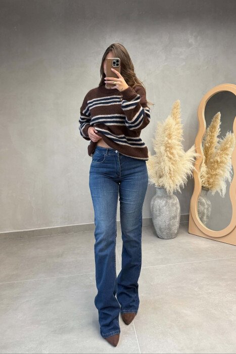 ONE COLOR SIMPLE WOMAN JEANS BLUE/BLU - KLAUDIO FASHION