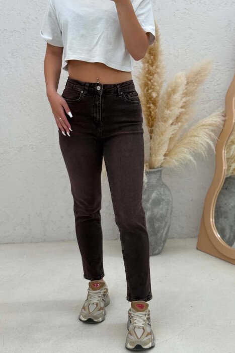 ONE COLOR SIMPLE WOMAN JEANS BROWN/KAFE - 2