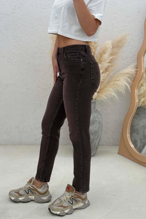 ONE COLOR SIMPLE WOMAN JEANS BROWN/KAFE - 3