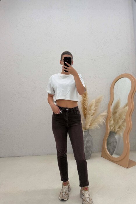 ONE COLOR SIMPLE WOMAN JEANS BROWN/KAFE - 4