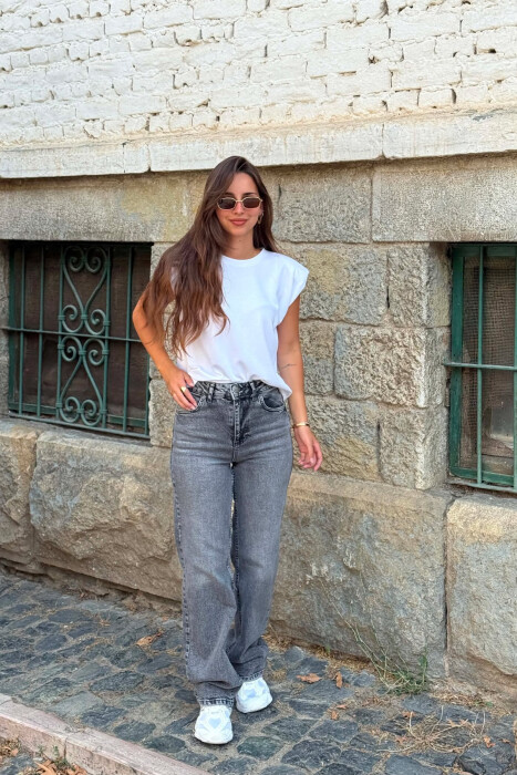 ONE COLOR SIMPLE WOMAN JEANS DARK GREY/GEE - 1