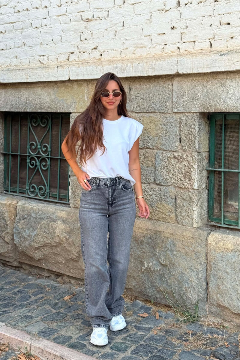 ONE COLOR SIMPLE WOMAN JEANS DARK GREY/GEE - 1