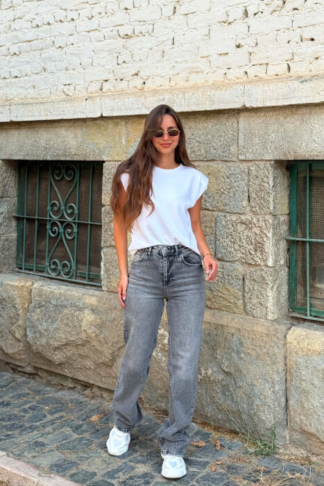 ONE COLOR SIMPLE WOMAN JEANS DARK GREY/GEE - 2