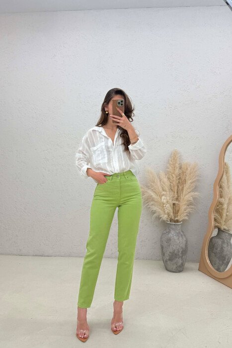 ONE COLOR SIMPLE WOMAN JEANS LIGHT GREEN/JEZB - 2