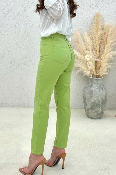 ONE COLOR SIMPLE WOMAN JEANS LIGHT GREEN/JEZB - 4