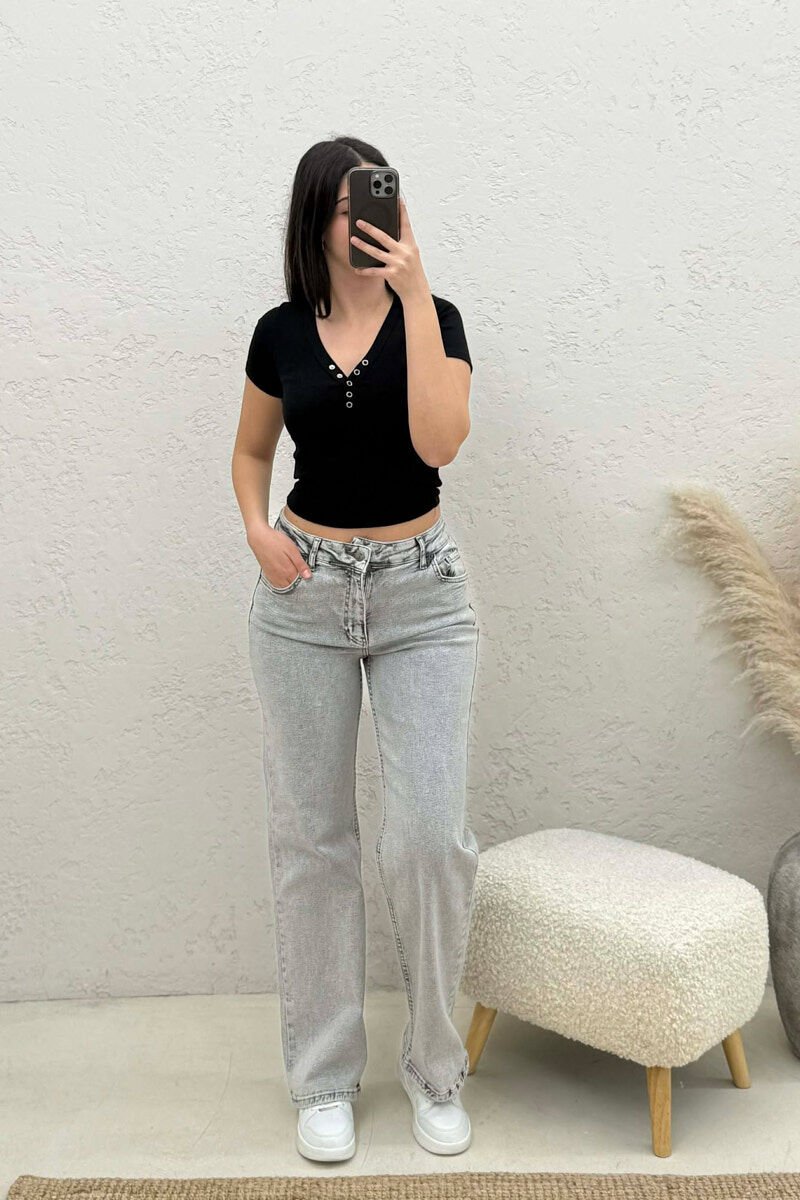 ONE COLOR SIMPLE WOMAN JEANS LIGHT GREY/GZ - 1