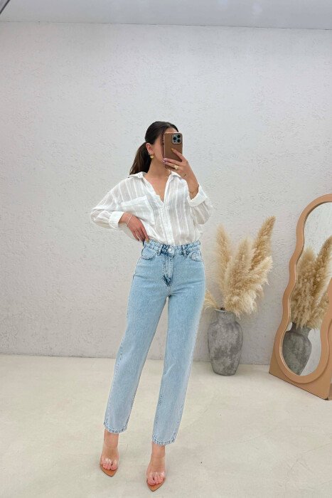 ONE COLOR SIMPLE WOMAN JEANS LIGHTBLUE/BZ 