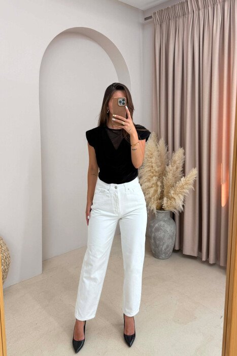 ONE COLOR SIMPLE WOMAN JEANS WHITE-E BARDHE - KLAUDIO FASHION