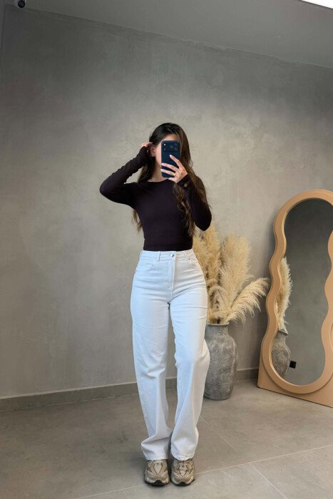 ONE COLOR SIMPLE WOMAN JEANS WHITE-E BARDHE - KLAUDIO FASHION
