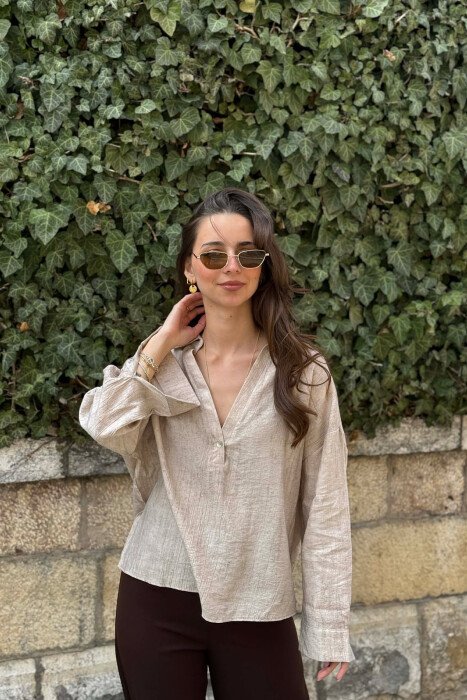 ONE COLOR SIMPLE WOMAN SHIRT BEIGE/BEZHE 