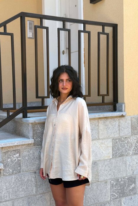 ONE COLOR SIMPLE WOMAN SHIRT BEIGE/BEZHE - 3