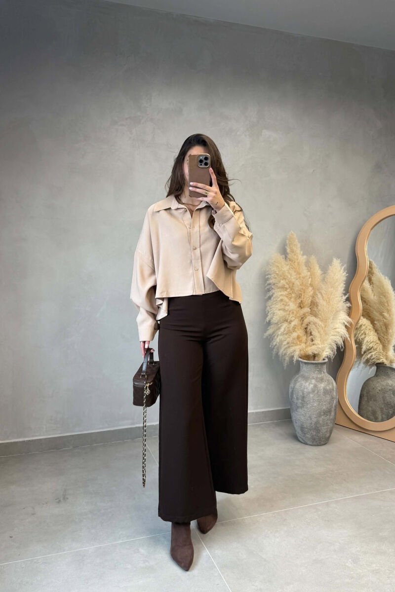 ONE COLOR SIMPLE WOMAN SHIRT BEIGE/BEZHE - 2