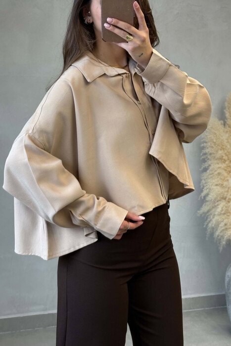 ONE COLOR SIMPLE WOMAN SHIRT BEIGE/BEZHE - 4