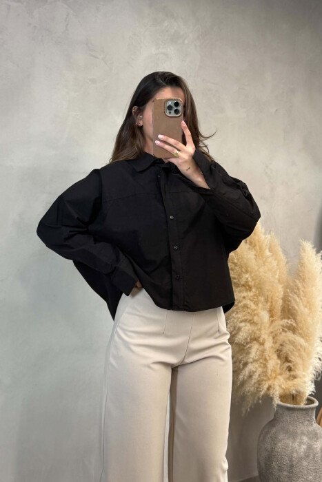 ONE COLOR SIMPLE WOMAN SHIRT BLACK/ E ZEZE - KLAUDIO FASHION