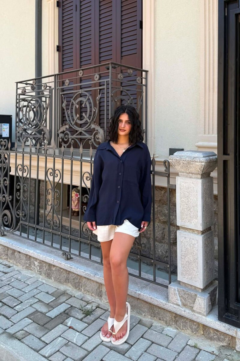 ONE COLOR SIMPLE WOMAN SHIRT BLUE/BLU - 1