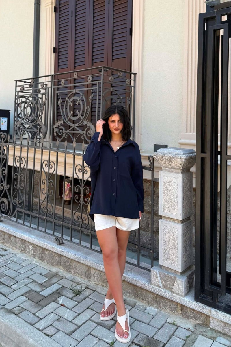 ONE COLOR SIMPLE WOMAN SHIRT BLUE/BLU - 4