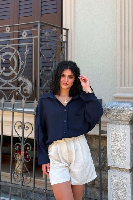 ONE COLOR SIMPLE WOMAN SHIRT BLUE/BLU - 5