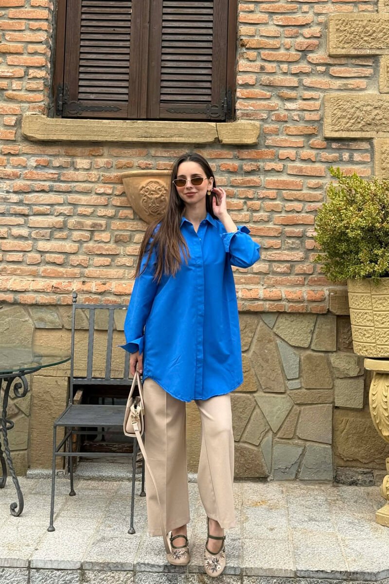 ONE COLOR SIMPLE WOMAN SHIRT BLUE/BLU - 1