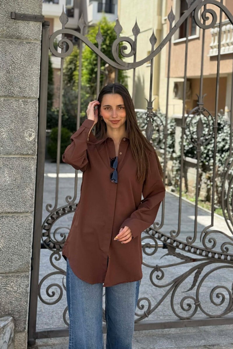 ONE COLOR SIMPLE WOMAN SHIRT BROWN/KAFE - 1
