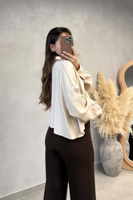 ONE COLOR SIMPLE WOMAN SHIRT CREAM/KREM - 2