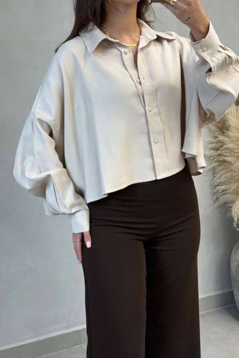 ONE COLOR SIMPLE WOMAN SHIRT CREAM/KREM - 3
