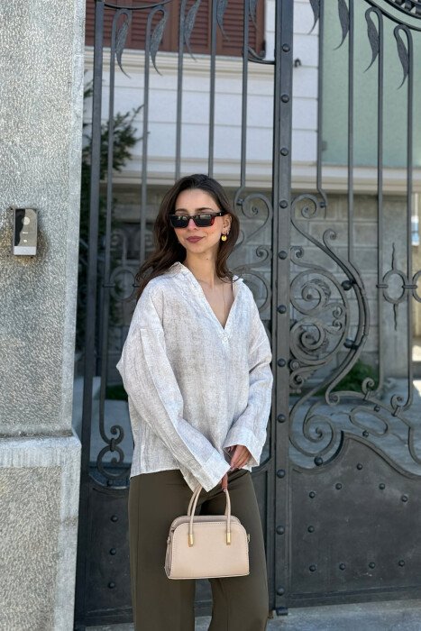 ONE COLOR SIMPLE WOMAN SHIRT CREAM/KREM - 3
