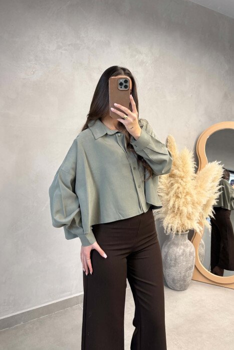 ONE COLOR SIMPLE WOMAN SHIRT GREEN/JESHILE - 3