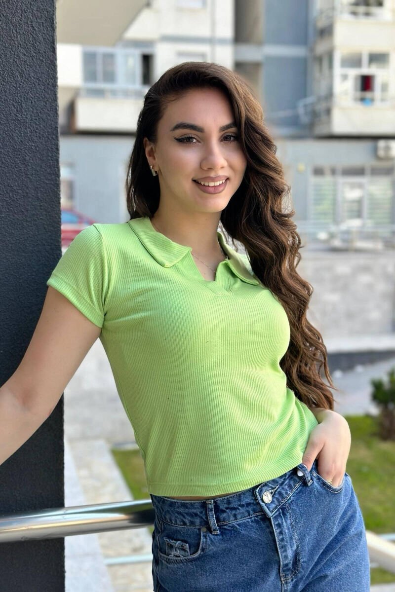 ONE COLOR SIMPLE WOMAN SHIRT LIGHT GREEN/JEZB - 2